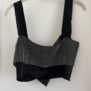 NONchalant rhinestone black crop top